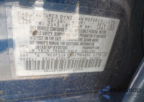 2019 Nissan Sentra S from USA, damaged, VIN 3N1AB7AP1KY207060